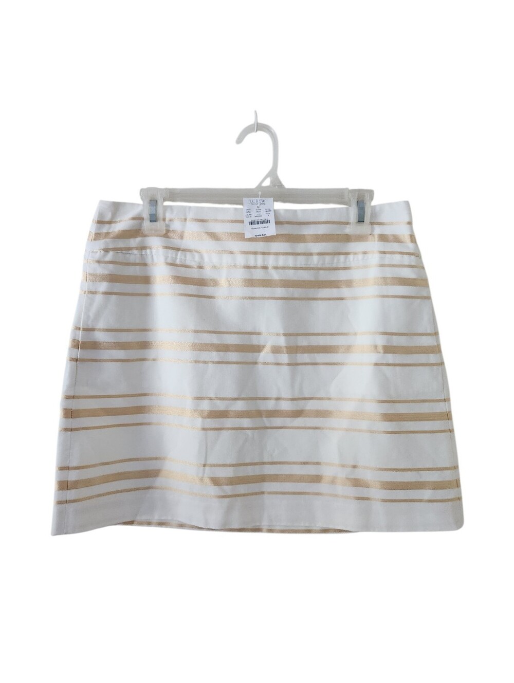 J Crew White & Gold Mini Skirt New